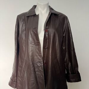 Excelled collection Y2K  chocolate brown leather trench coat